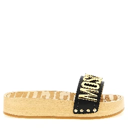 Black Calfskin Slides
