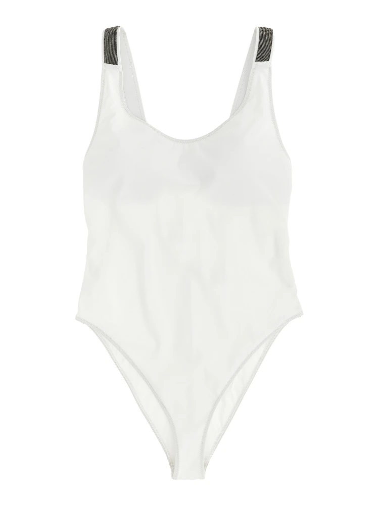 White Polyamide One-Piece Swimsuit