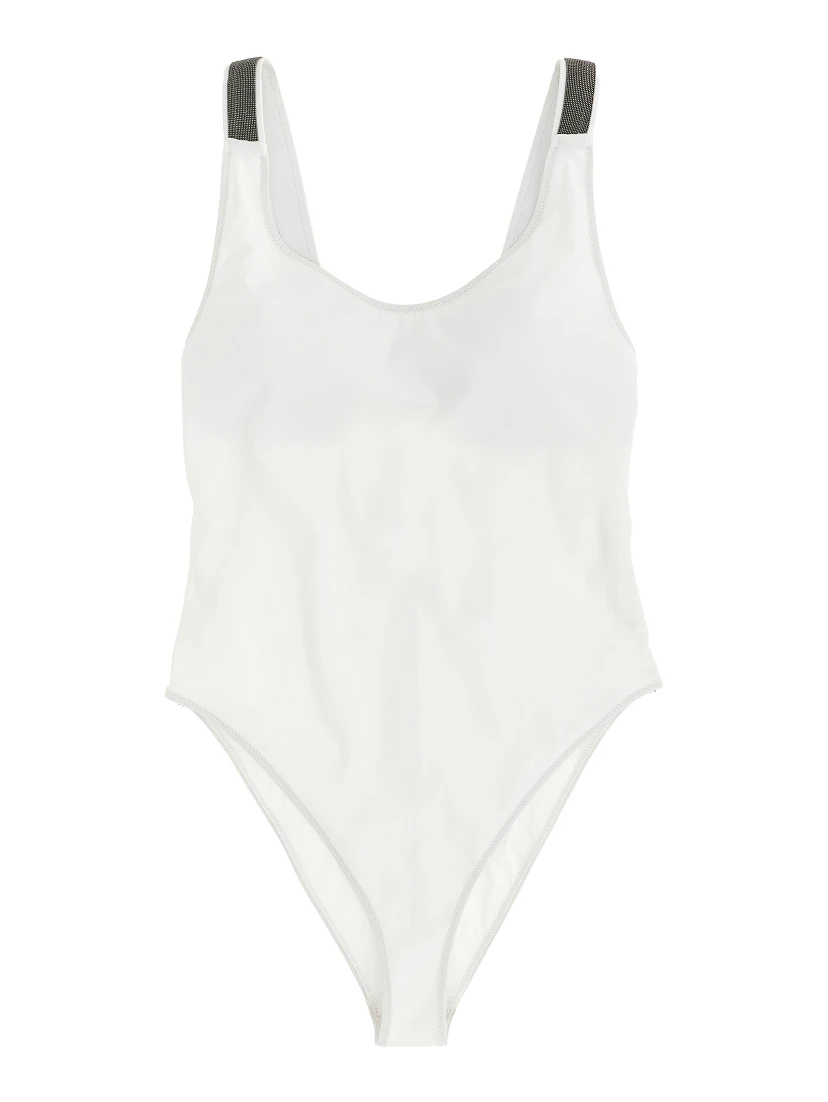 White Polyamide One-Piece Swimsuit