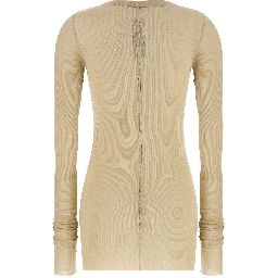 Beige Viscose Long Sleeve T-Shirt