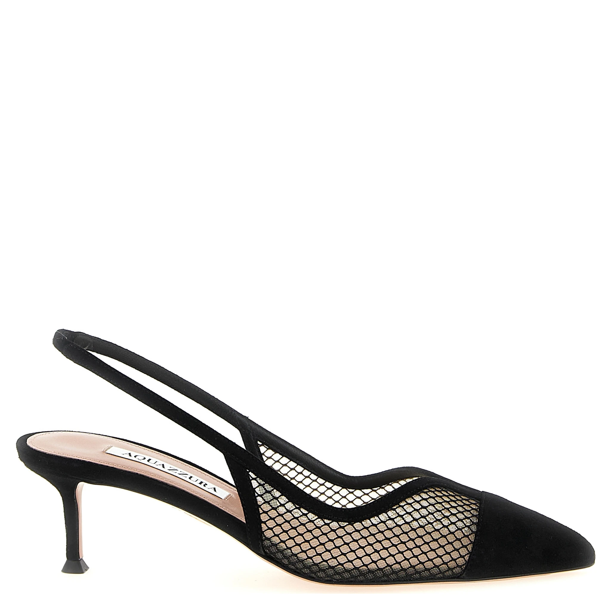 Black Textile Mid Heel Pumps
