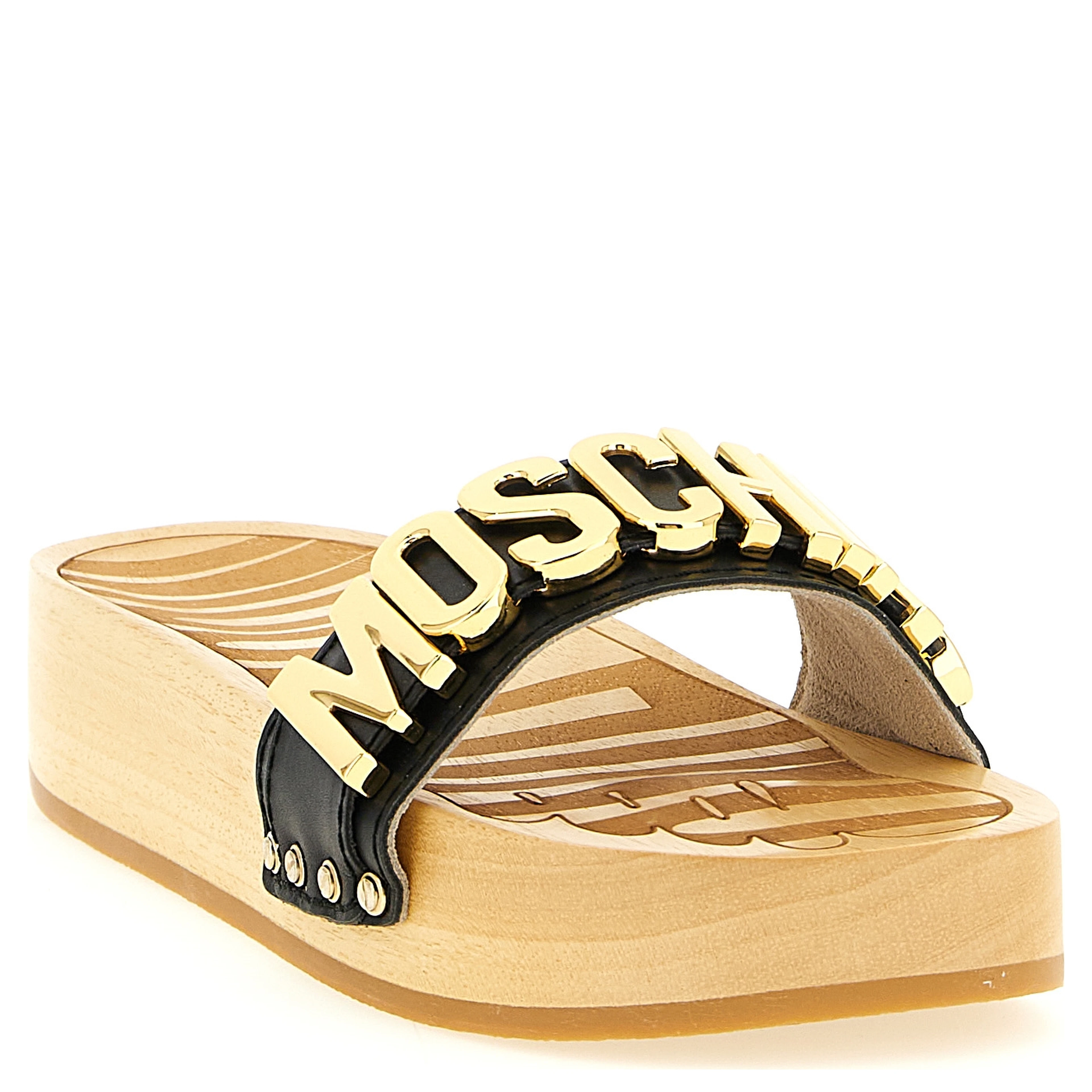 Black Calfskin Slides