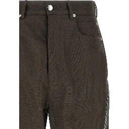 Brown Cotton Casual Pants