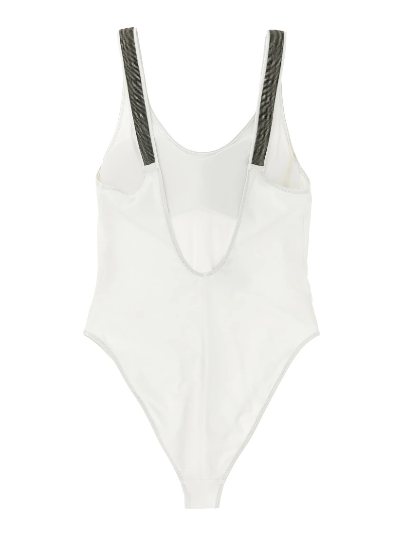 White Polyamide One-Piece Swimsuit