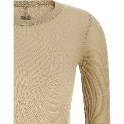 Beige Viscose Long Sleeve T-Shirt