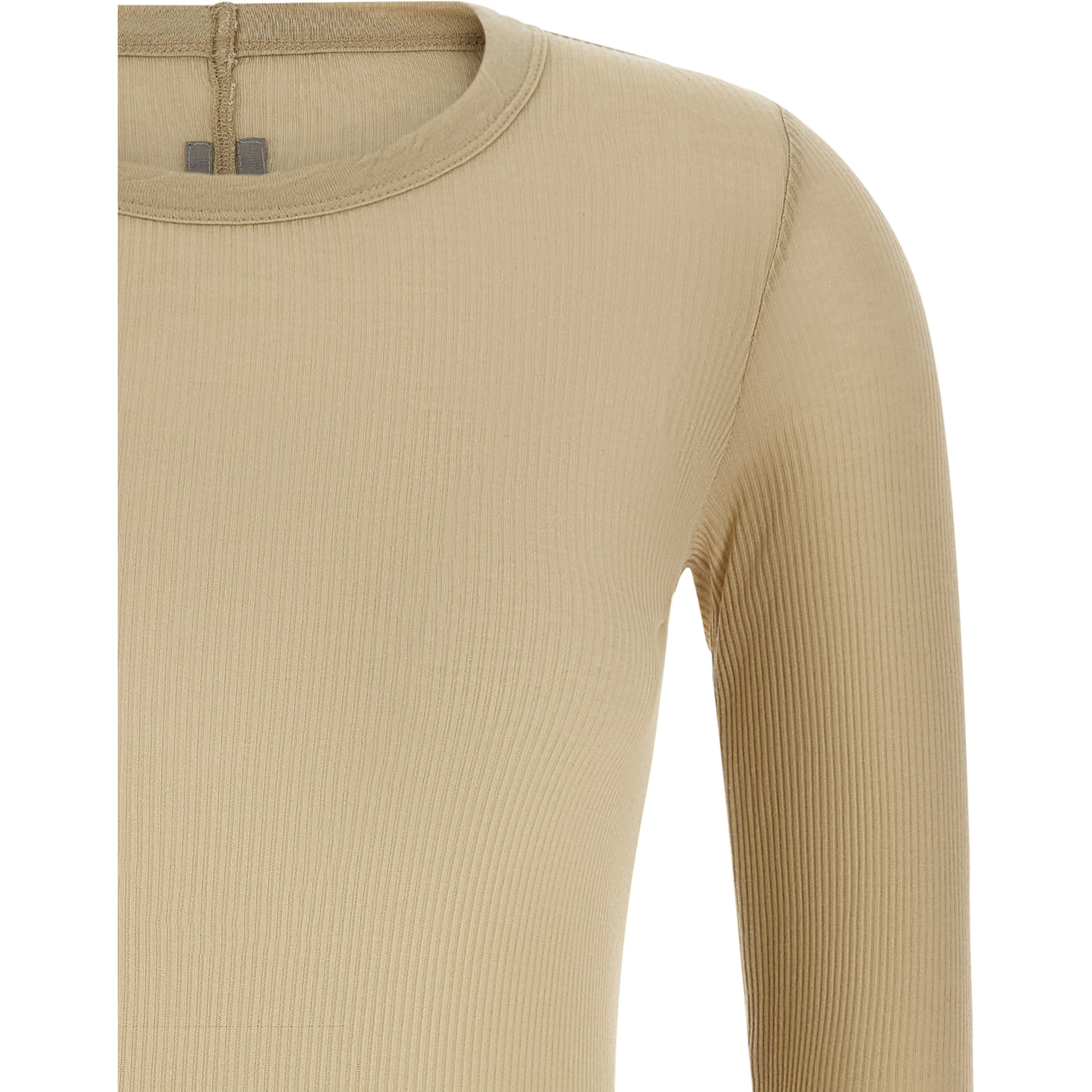Beige Viscose Long Sleeve T-Shirt