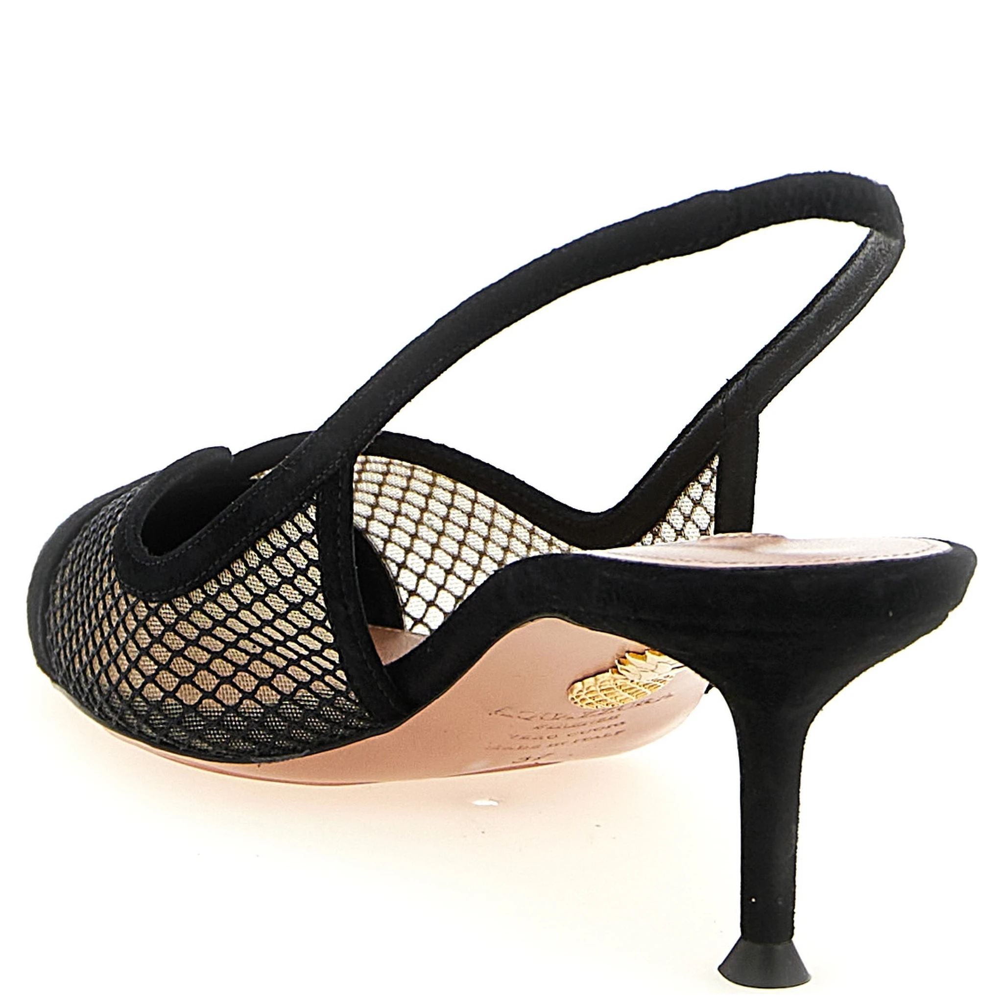 Black Textile Mid Heel Pumps