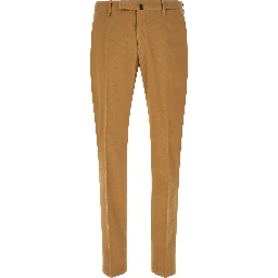 Brown Cotton Casual Pants