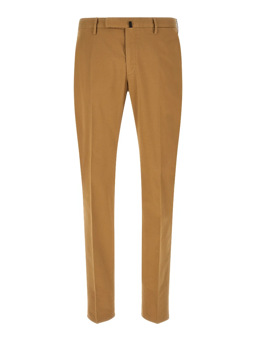 Brown Cotton Casual Pants