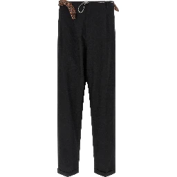 Black Cotton Casual Pants