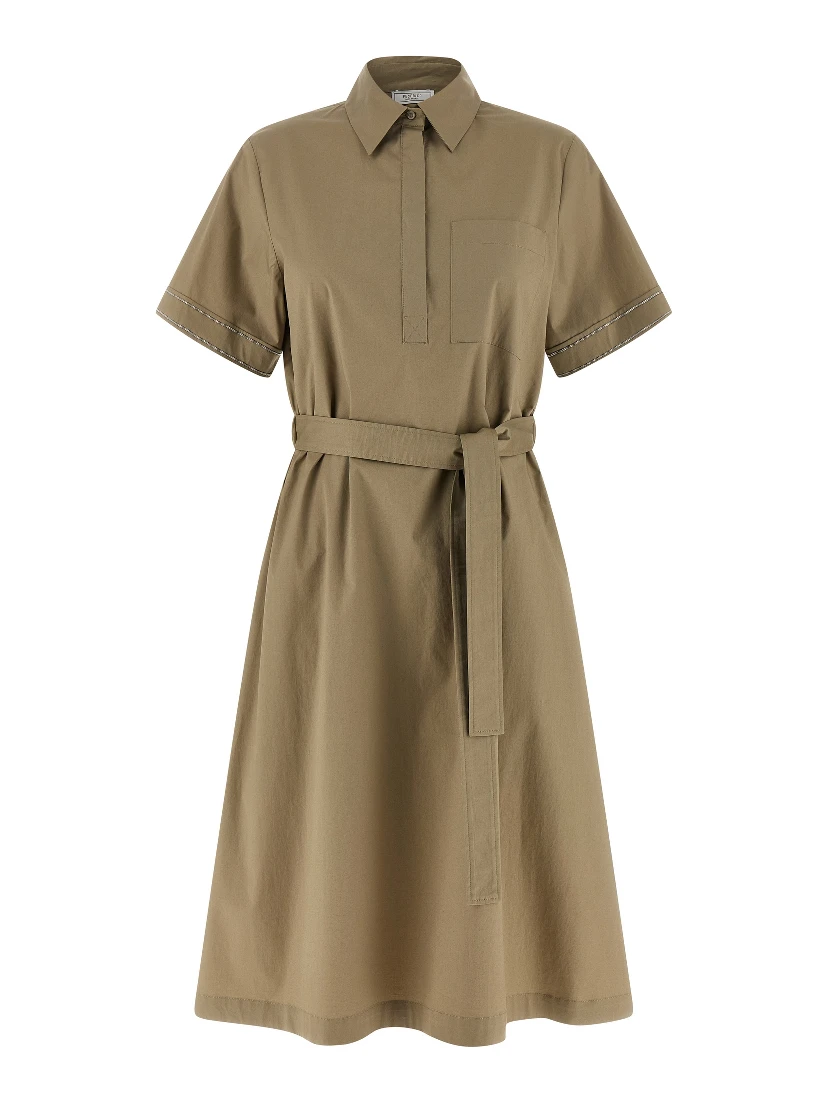 Bicolor Cotton Midi Dress