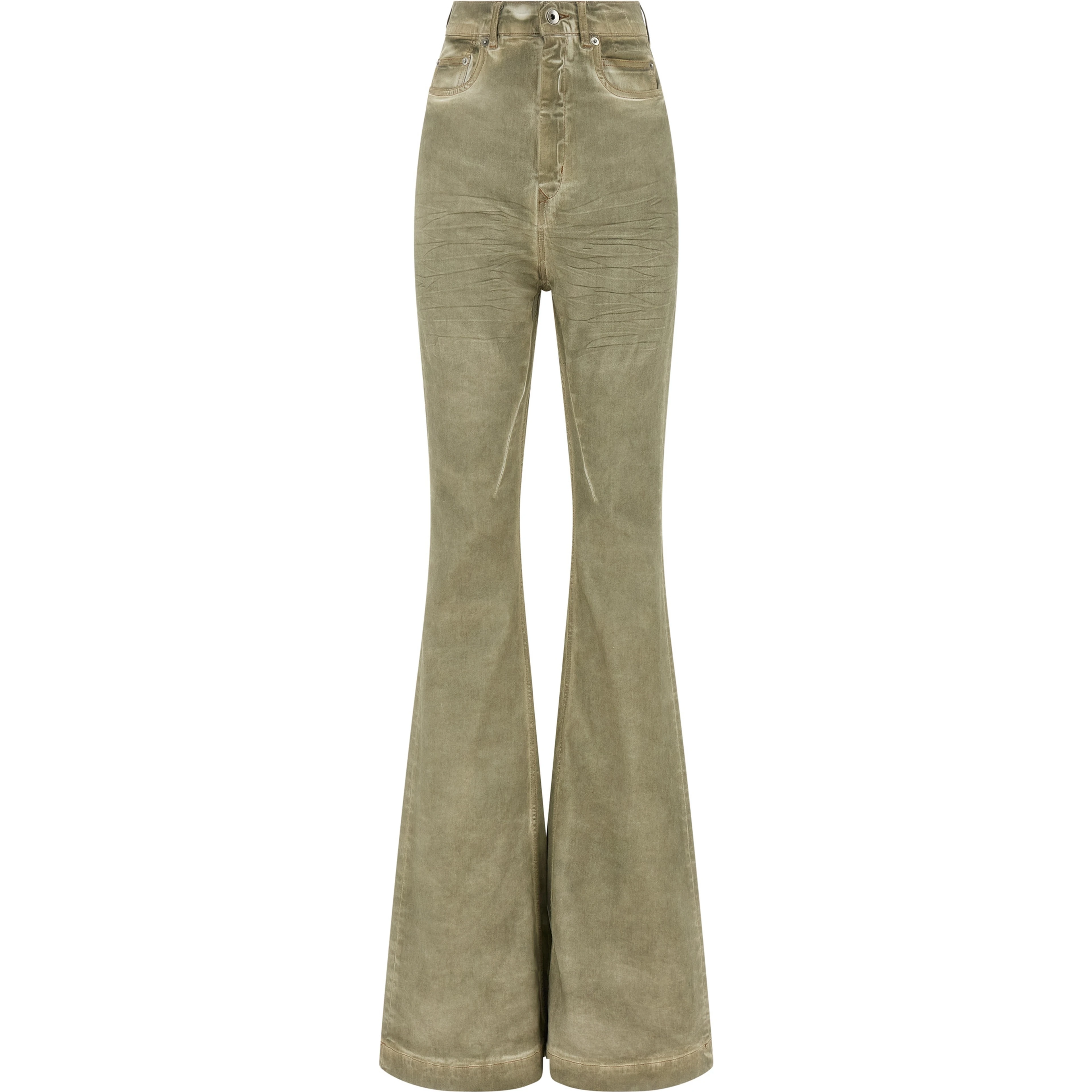 Beige Cotton Bootcut Jeans
