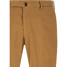 Brown Cotton Casual Pants
