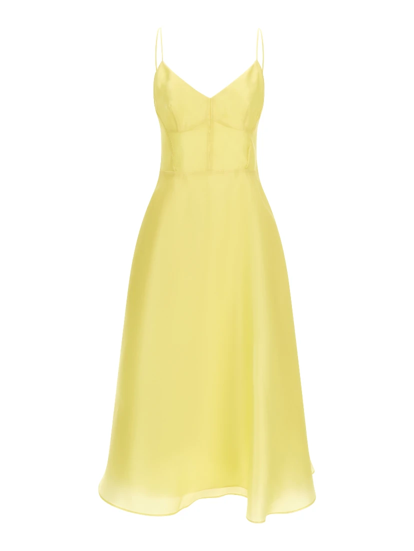 Bicolor Silk Midi Dress