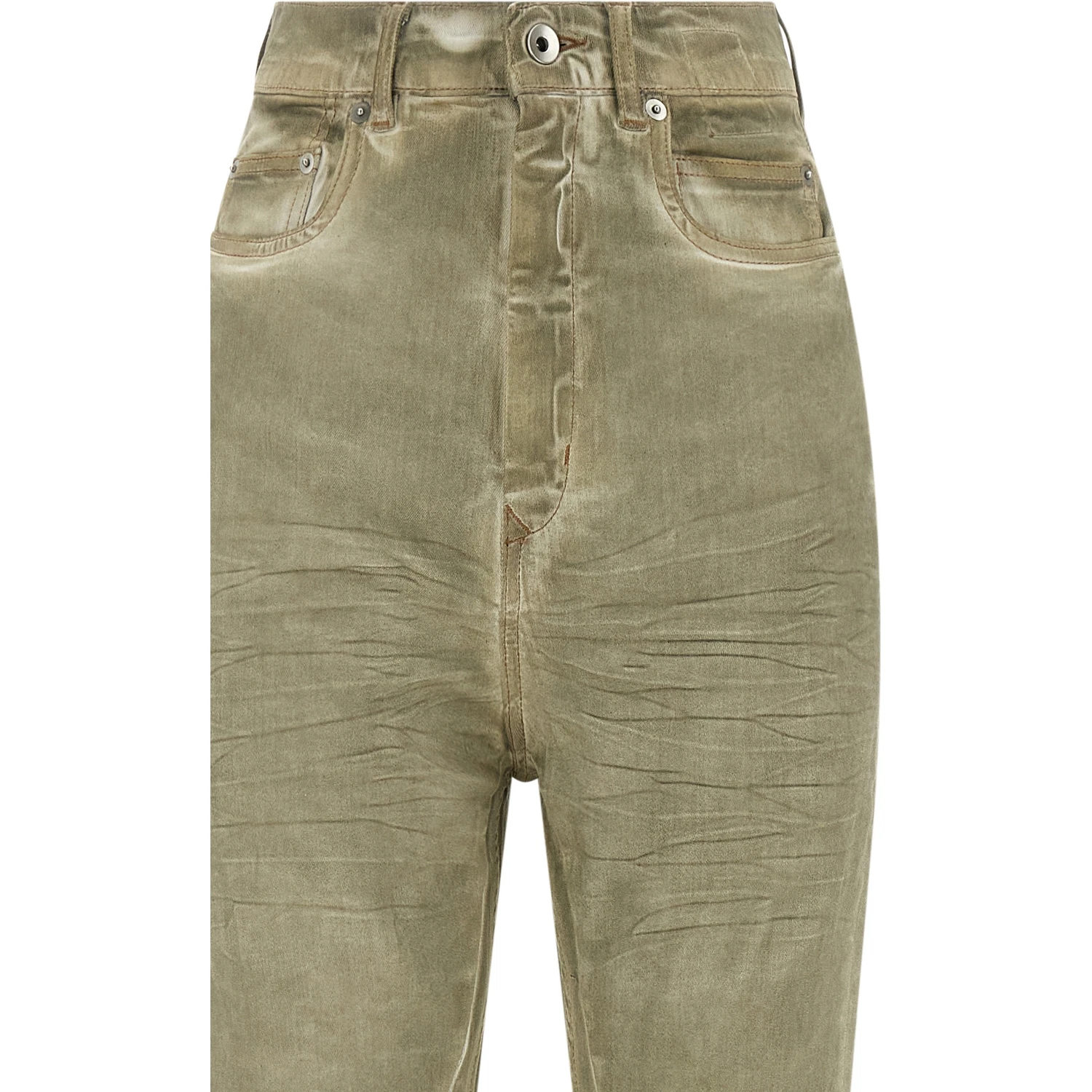 Beige Cotton Bootcut Jeans