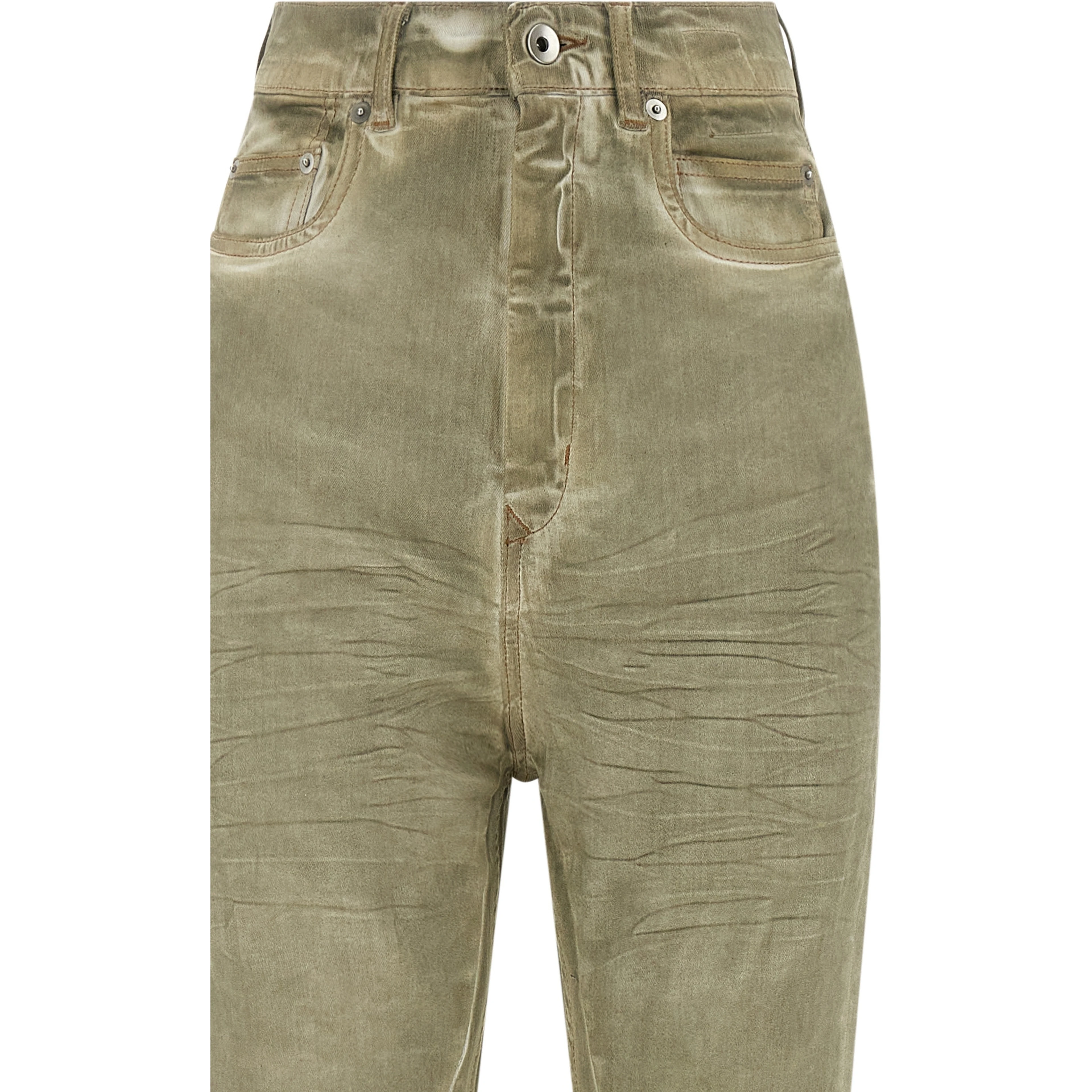 Beige Cotton Bootcut Jeans