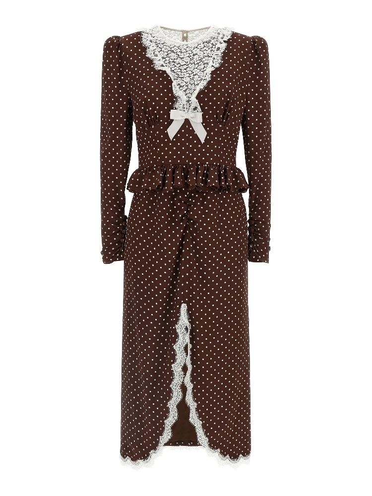 Brown Silk Midi Dress