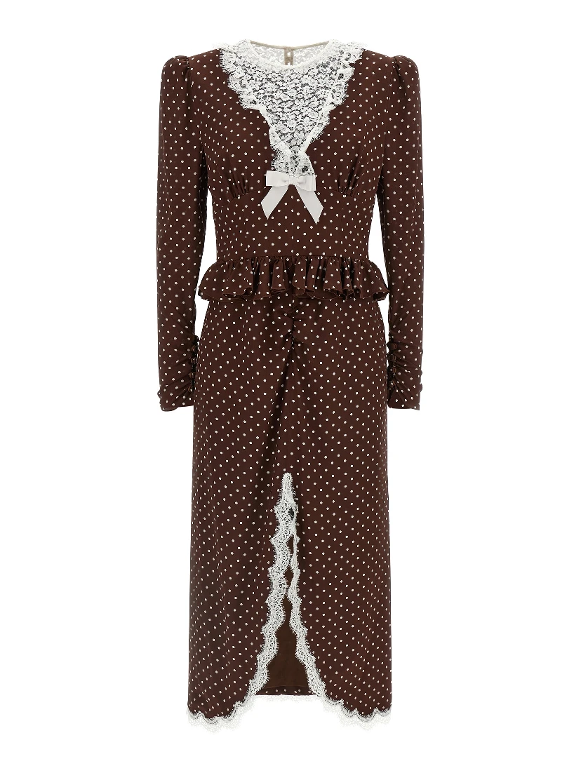 Brown Silk Midi Dress