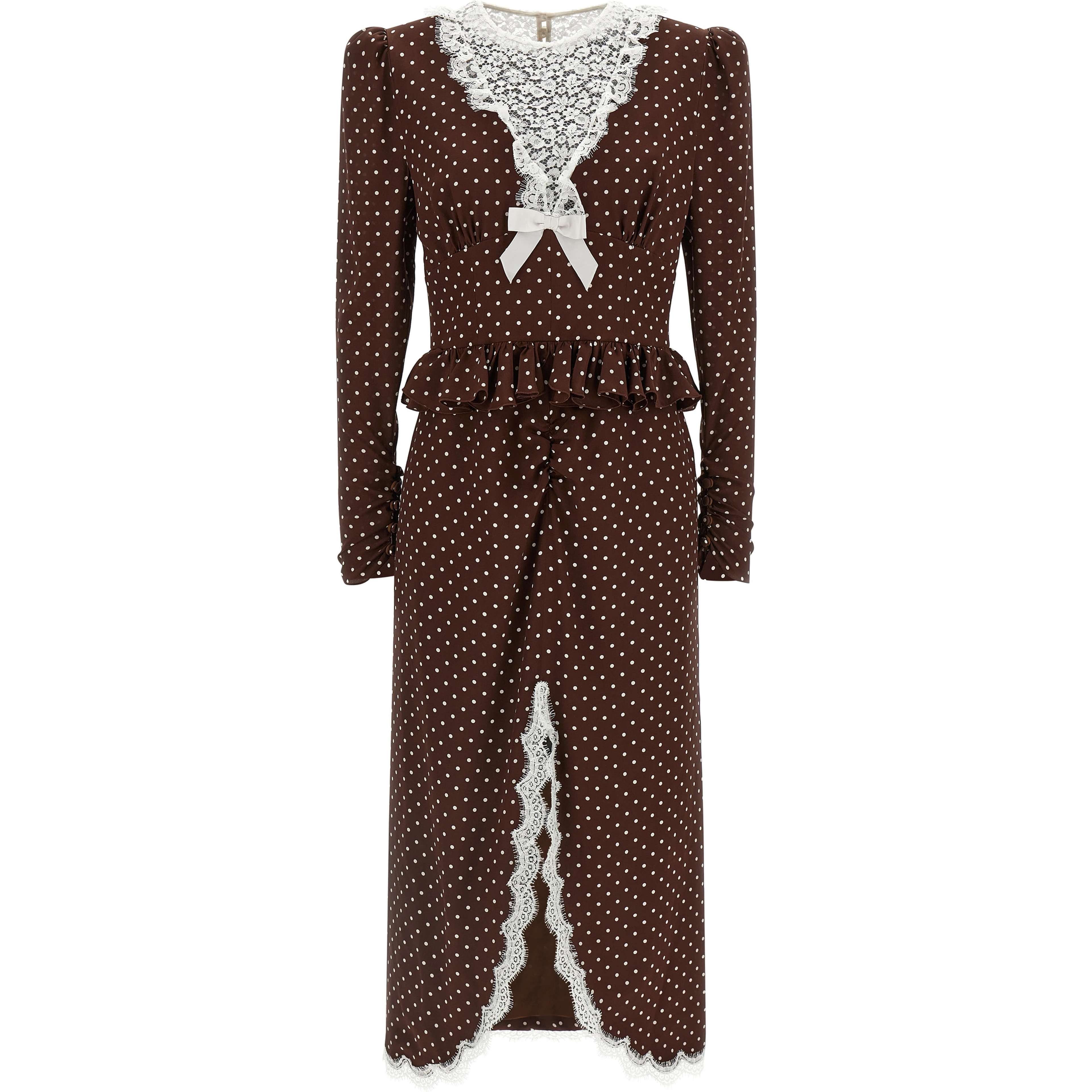 Brown Silk Midi Dress