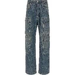 Blue Cotton Cargo Pants