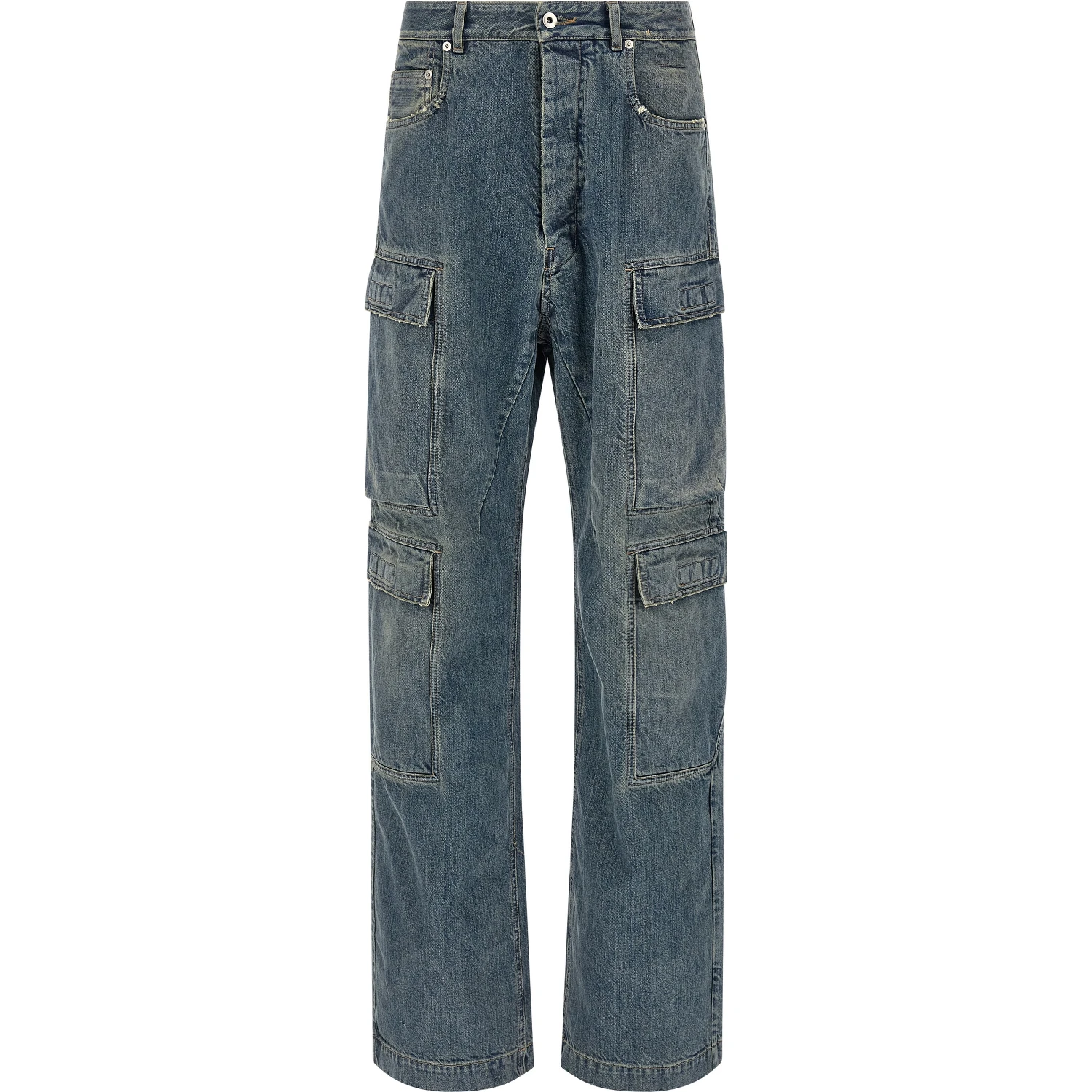 Blue Cotton Cargo Pants
