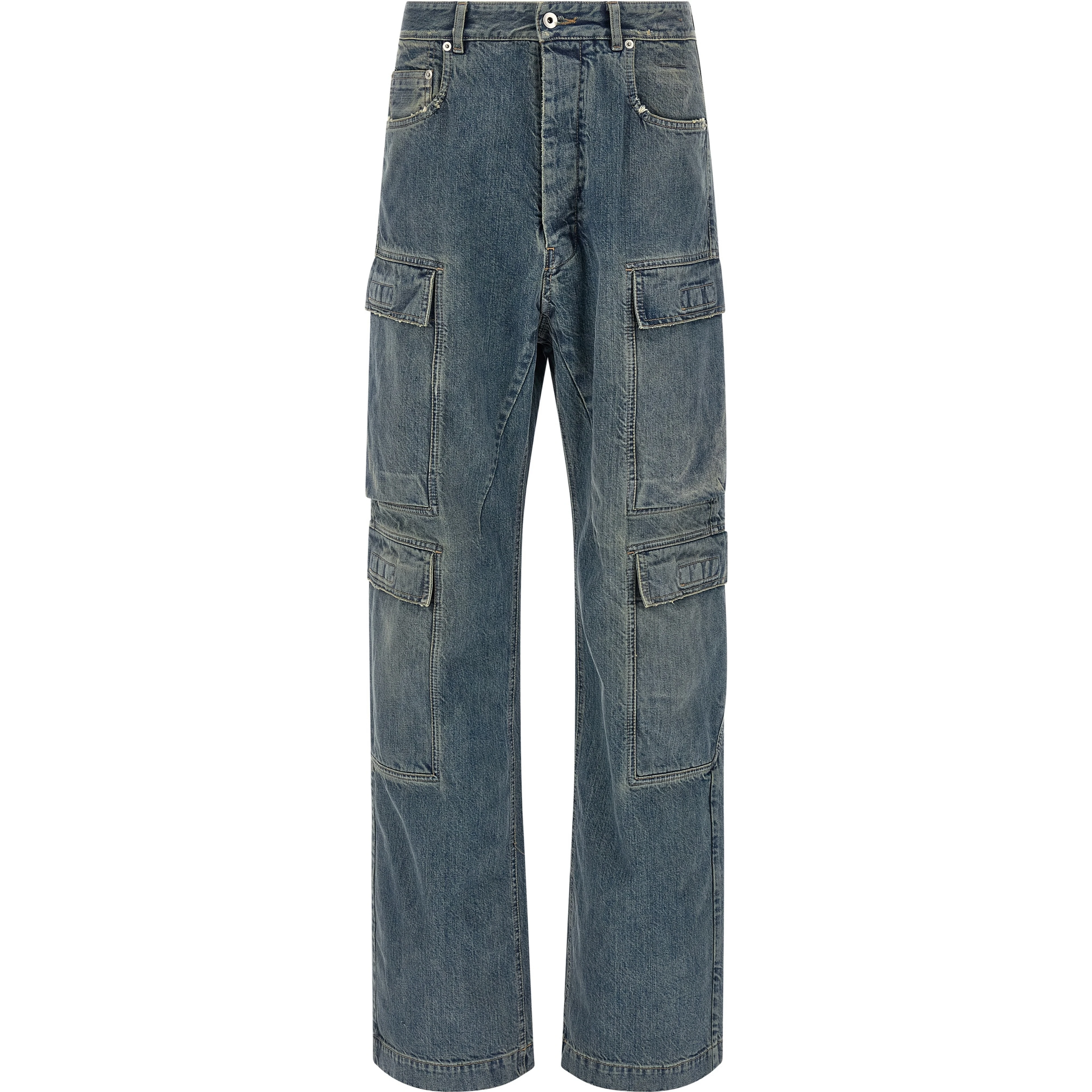 Blue Cotton Cargo Pants