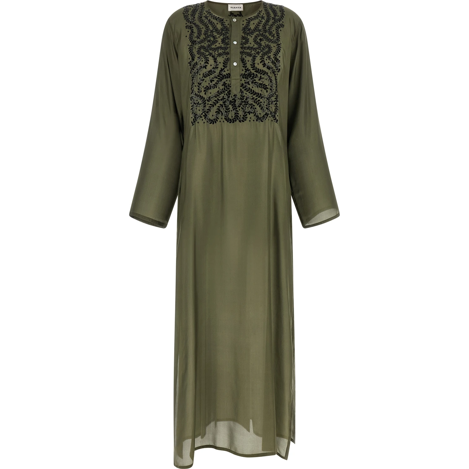 Bicolor Silk Long Dress