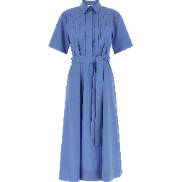 Blue Cotton Midi Dress