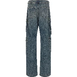 Blue Cotton Cargo Pants