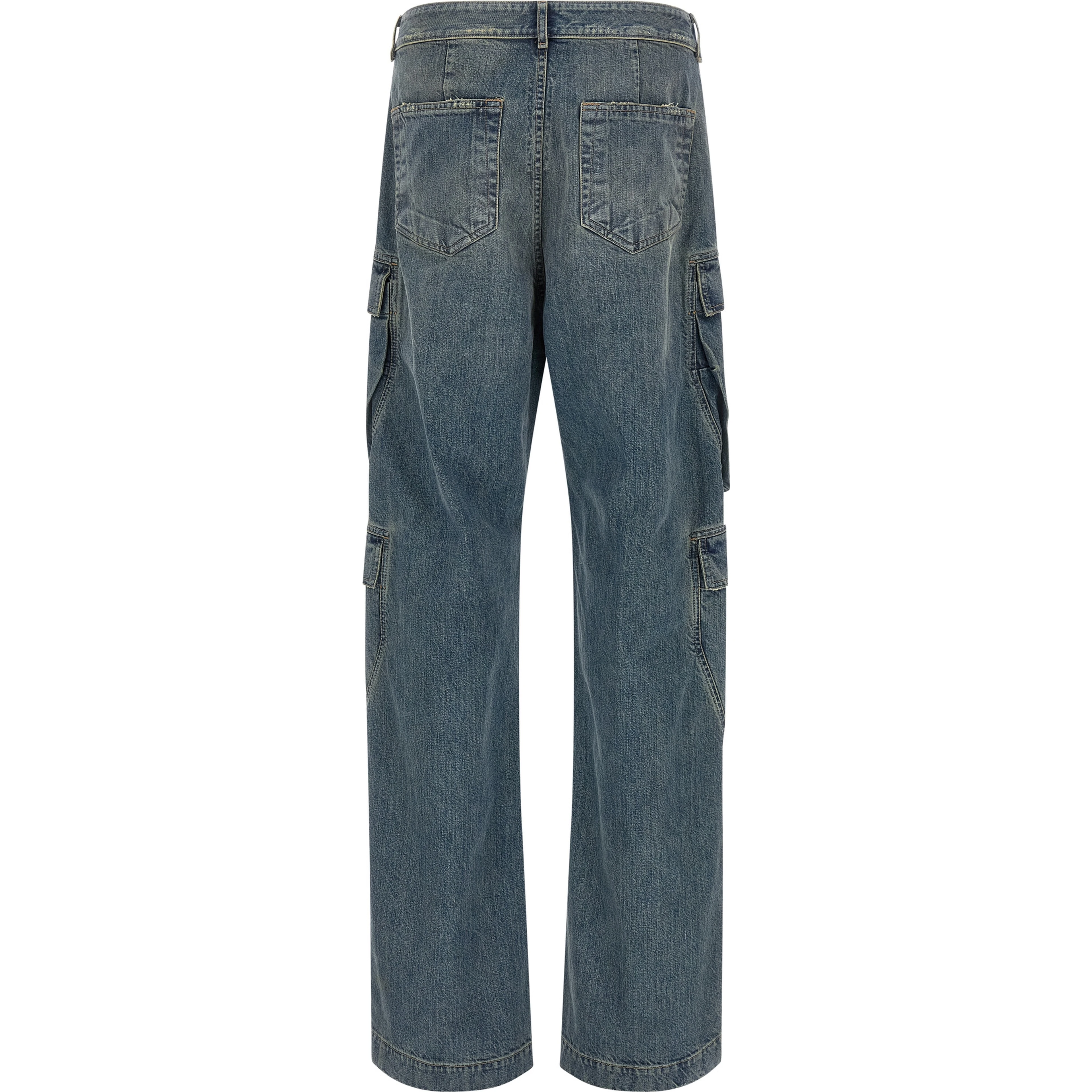 Blue Cotton Cargo Pants