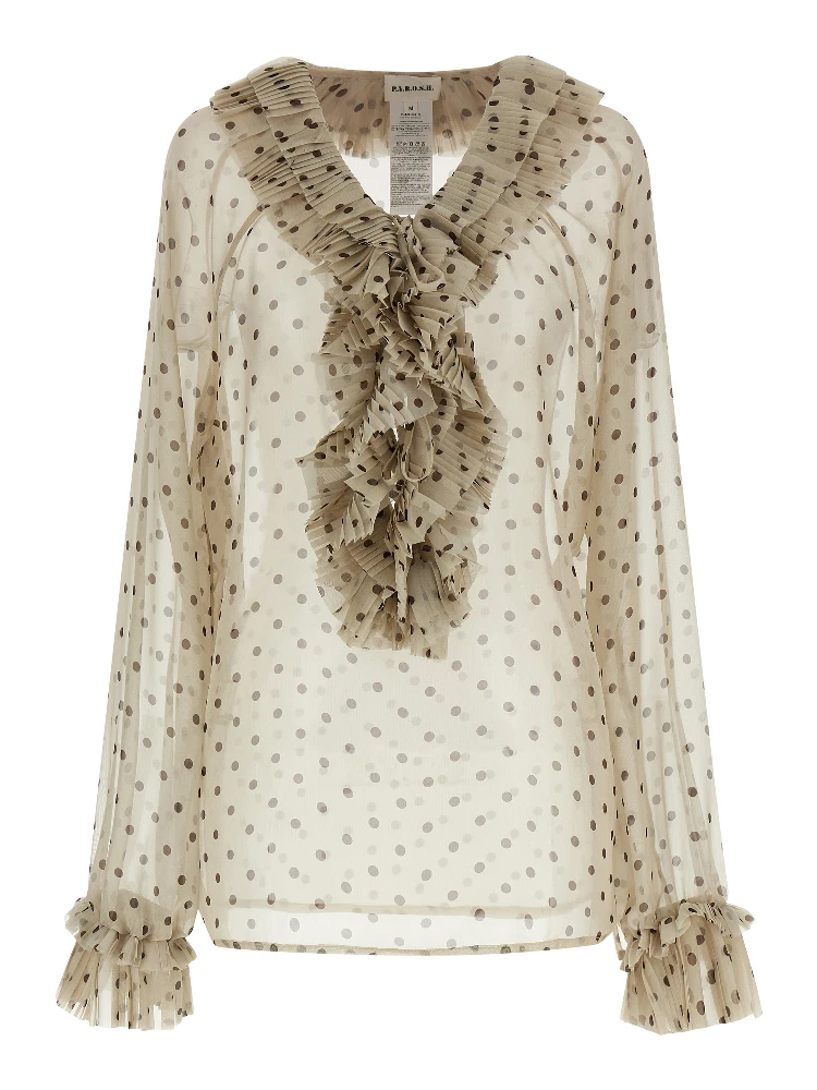 Beige Polyester Blouse