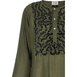 Bicolor Silk Long Dress