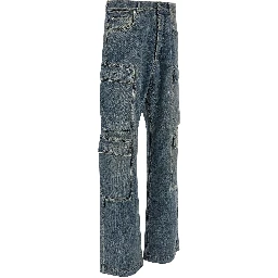 Blue Cotton Cargo Pants