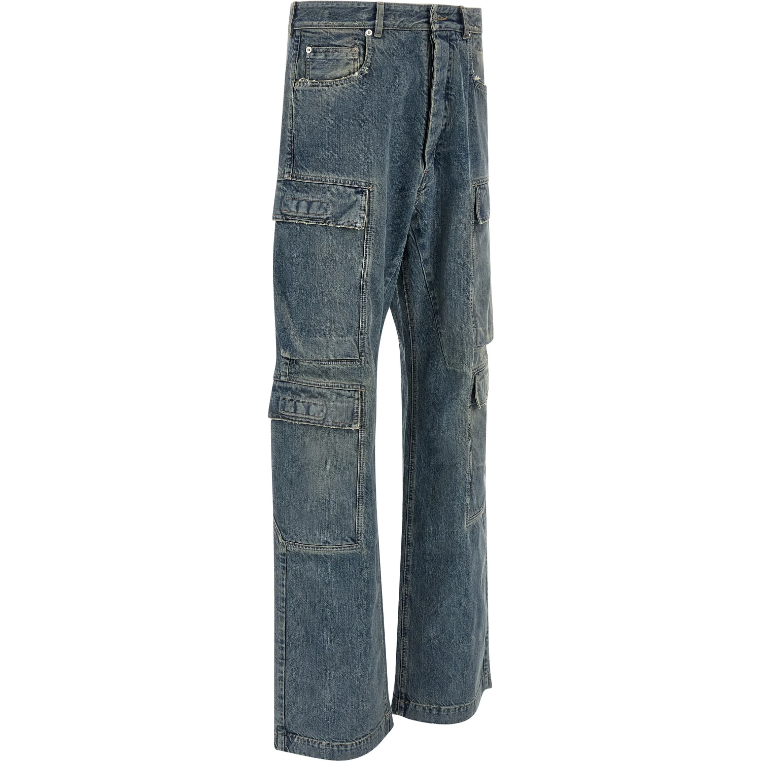 Blue Cotton Cargo Pants