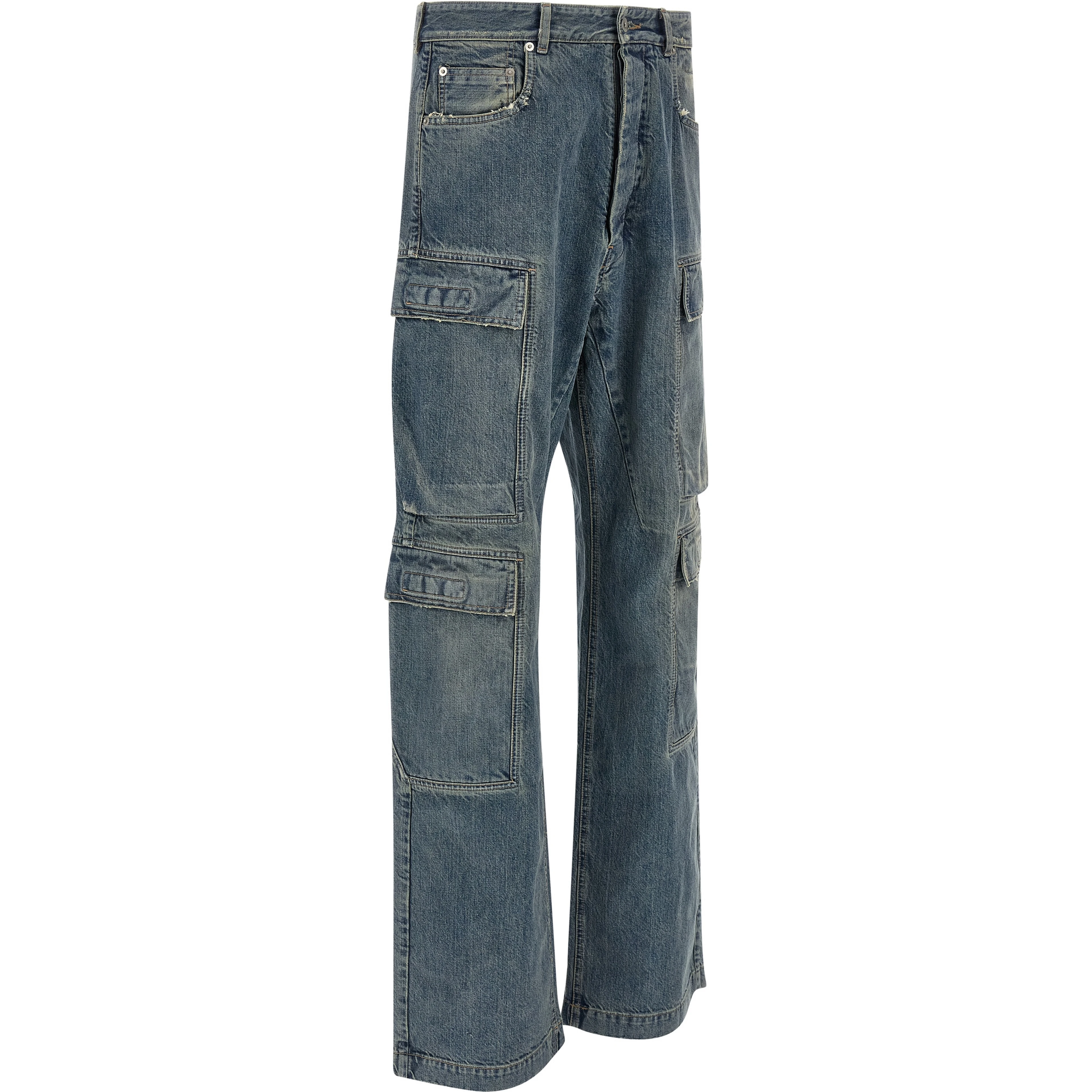 Blue Cotton Cargo Pants