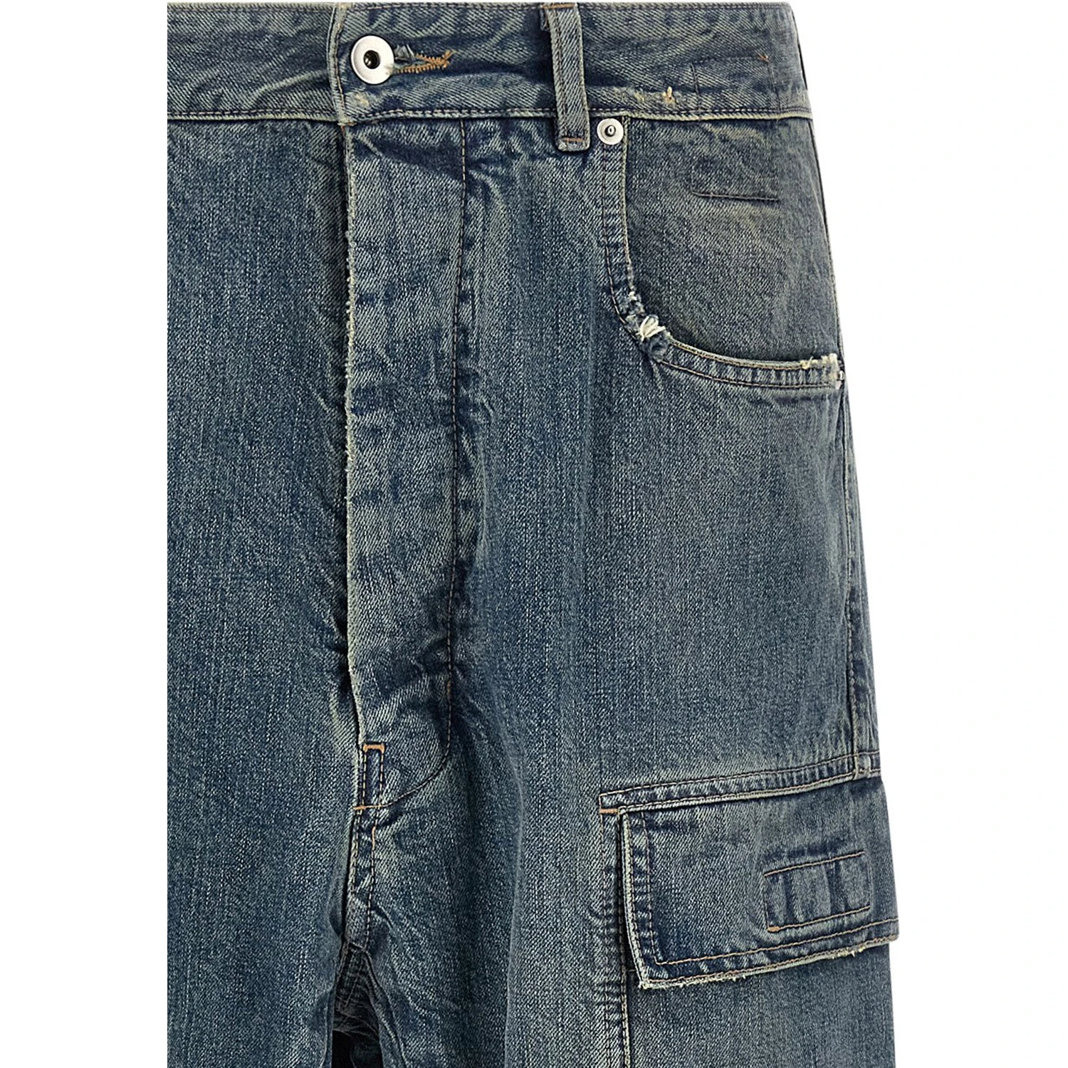 Blue Cotton Cargo Pants