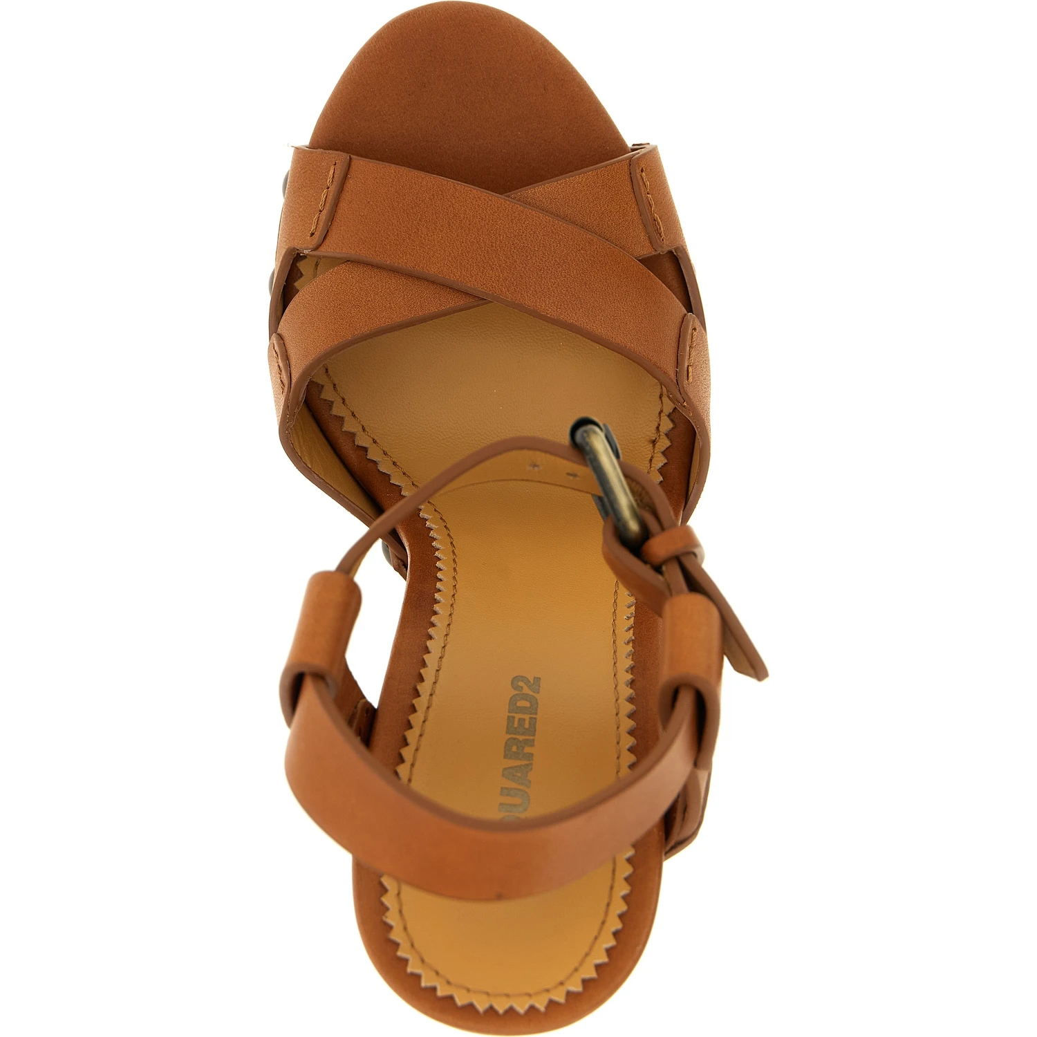 Brown Calfskin Stiletto Heel Sandals
