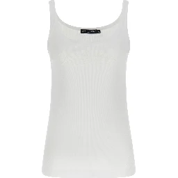 White Cotton Sleeveles T-Shirt