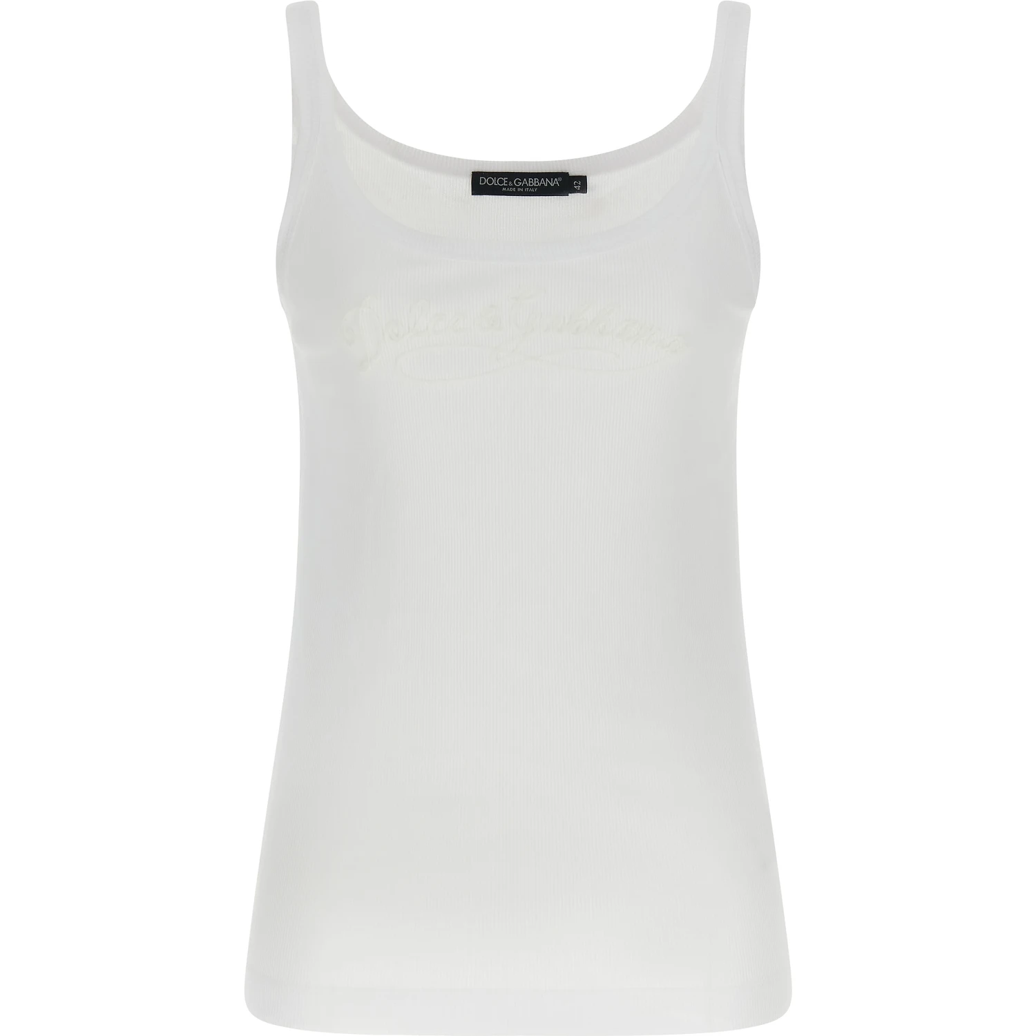White Cotton Sleeveles T-Shirt