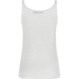 White Cotton Sleeveles T-Shirt