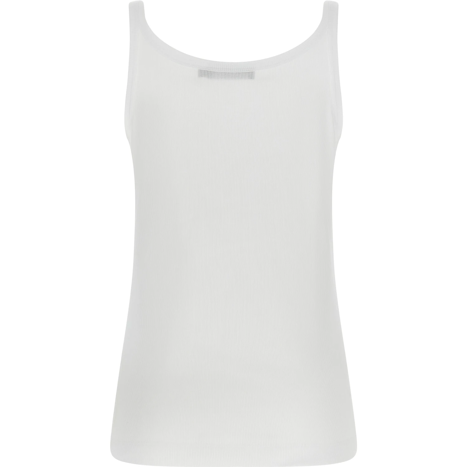 White Cotton Sleeveles T-Shirt