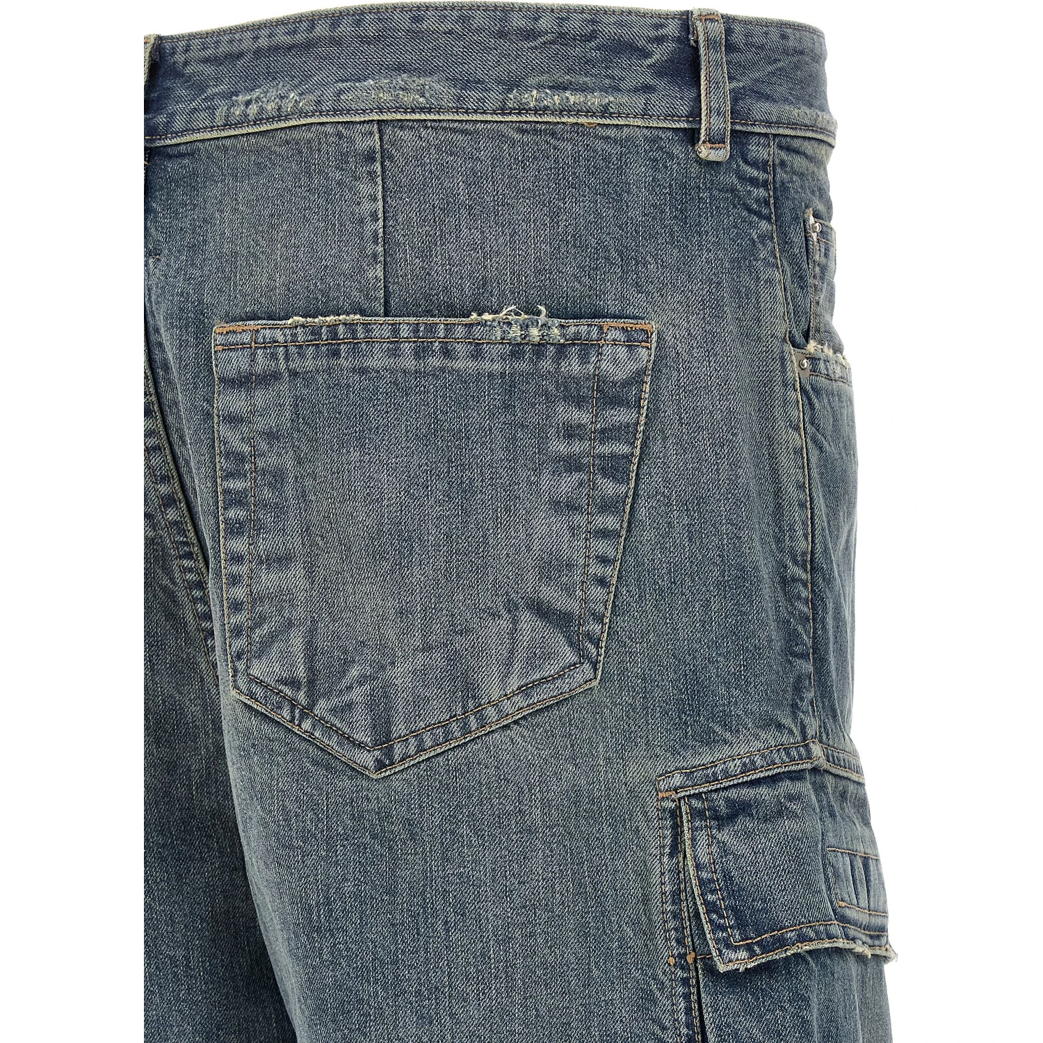 Blue Cotton Cargo Pants