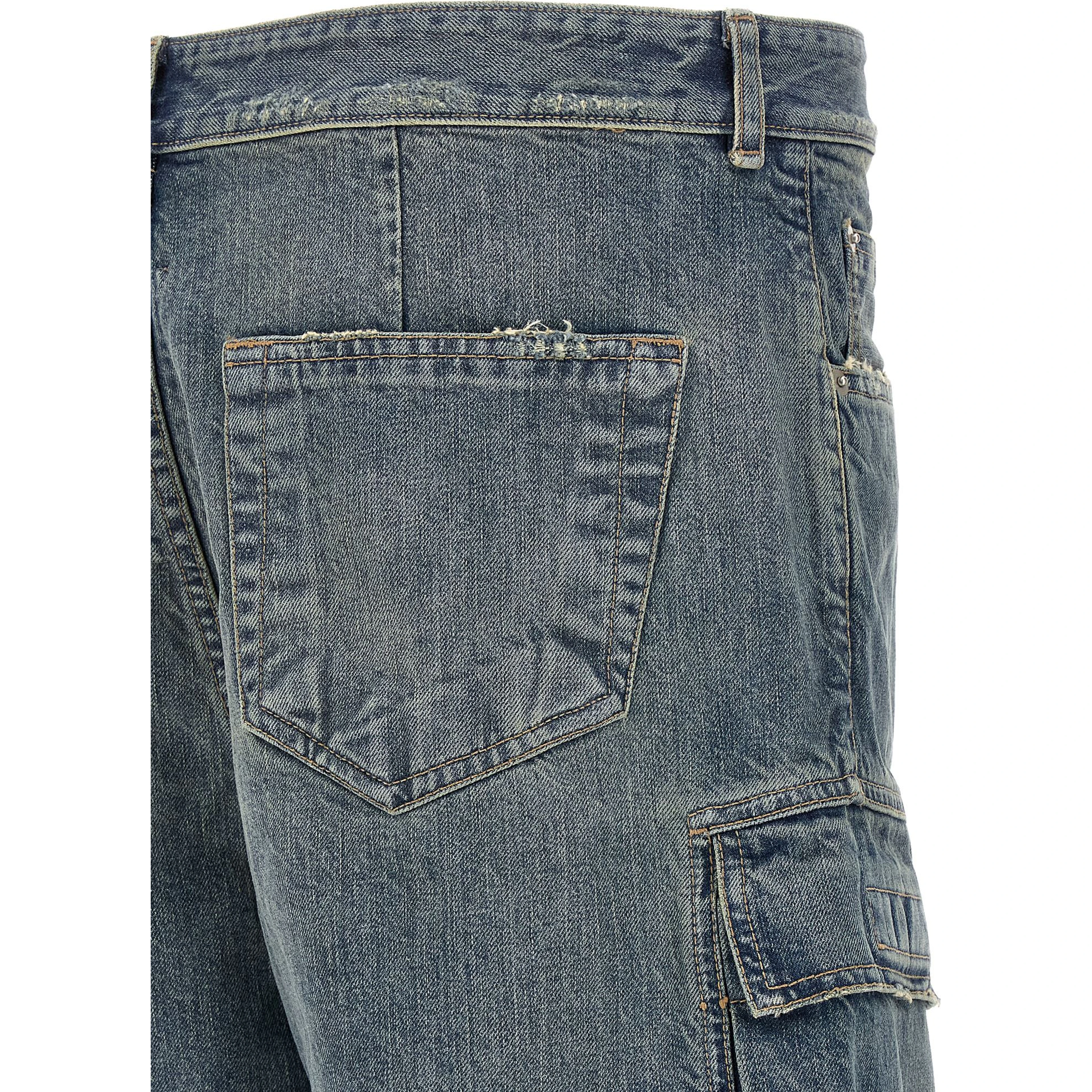 Blue Cotton Cargo Pants