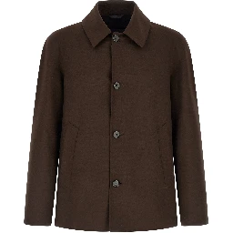 Brown Polyester Full-Length Jacket