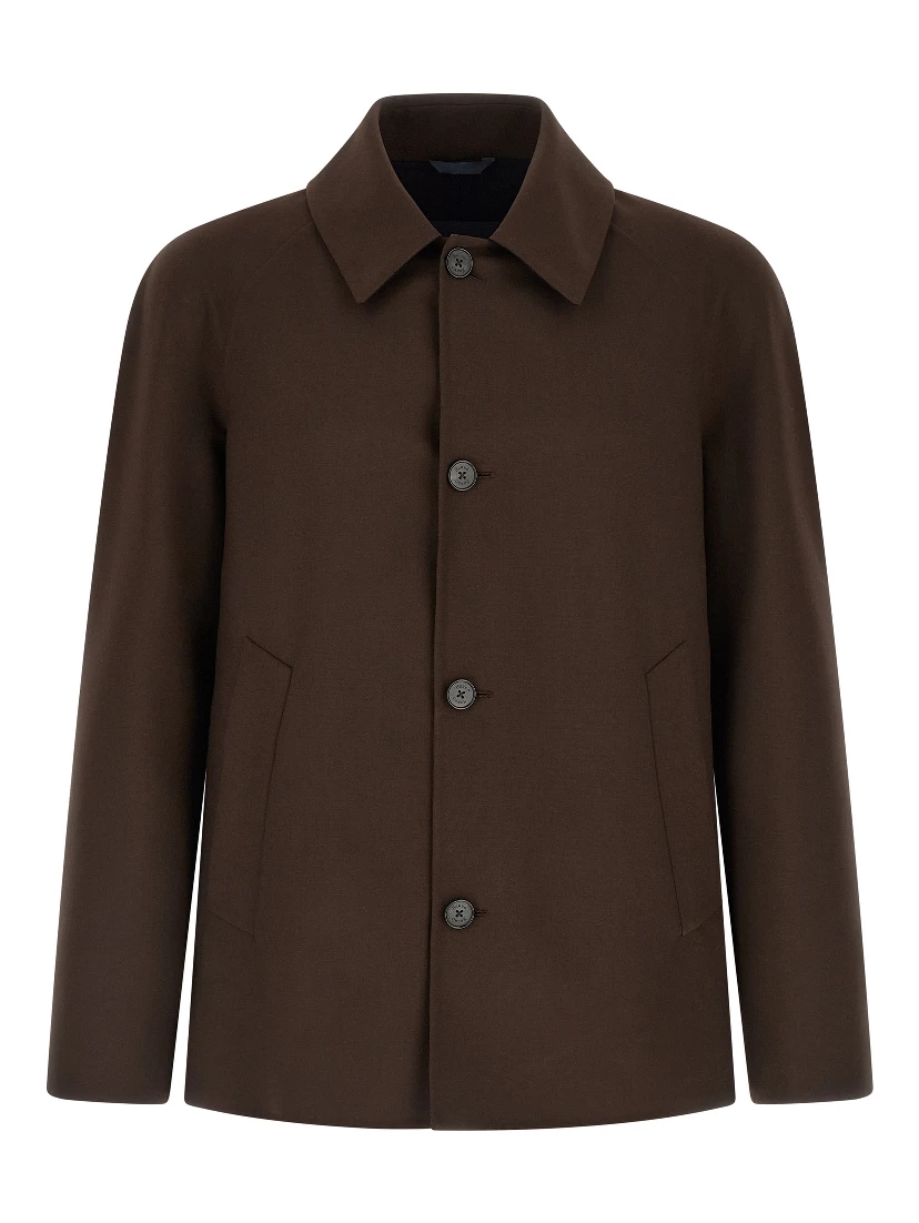 Brown Polyester Full-Length Jacket