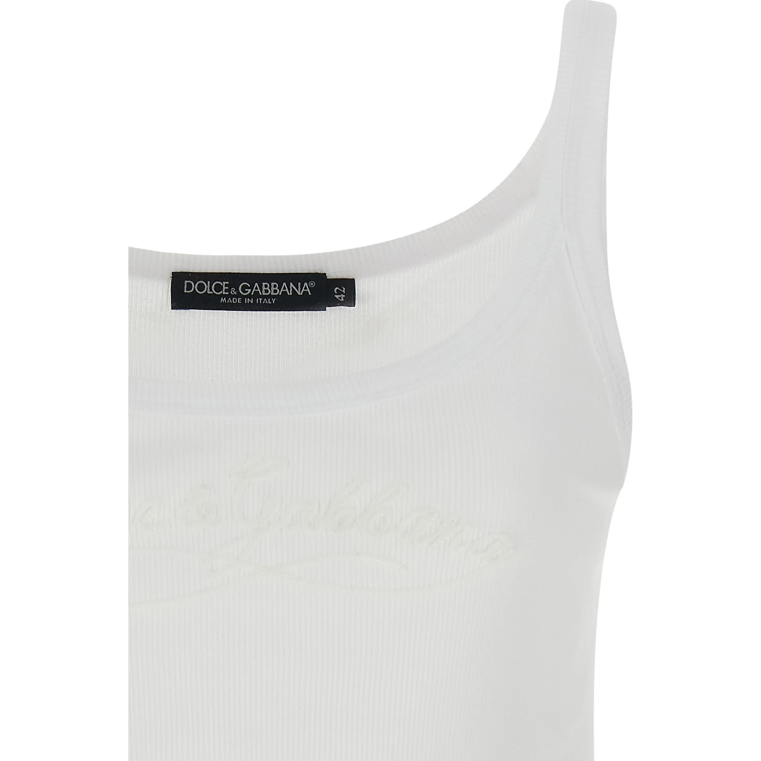 White Cotton Sleeveles T-Shirt