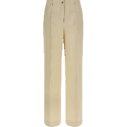 Beige Viscose Casual Pants