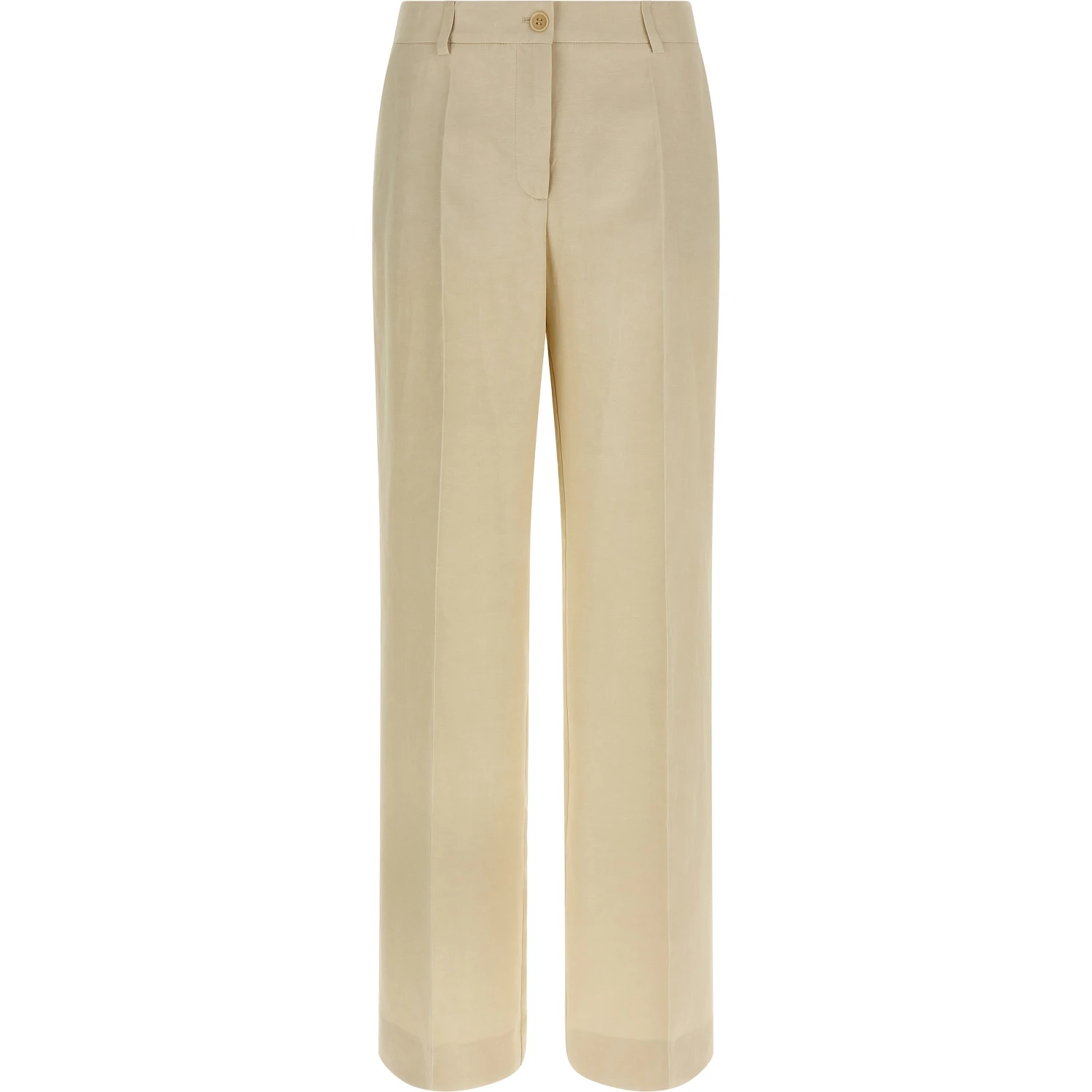 Beige Viscose Casual Pants