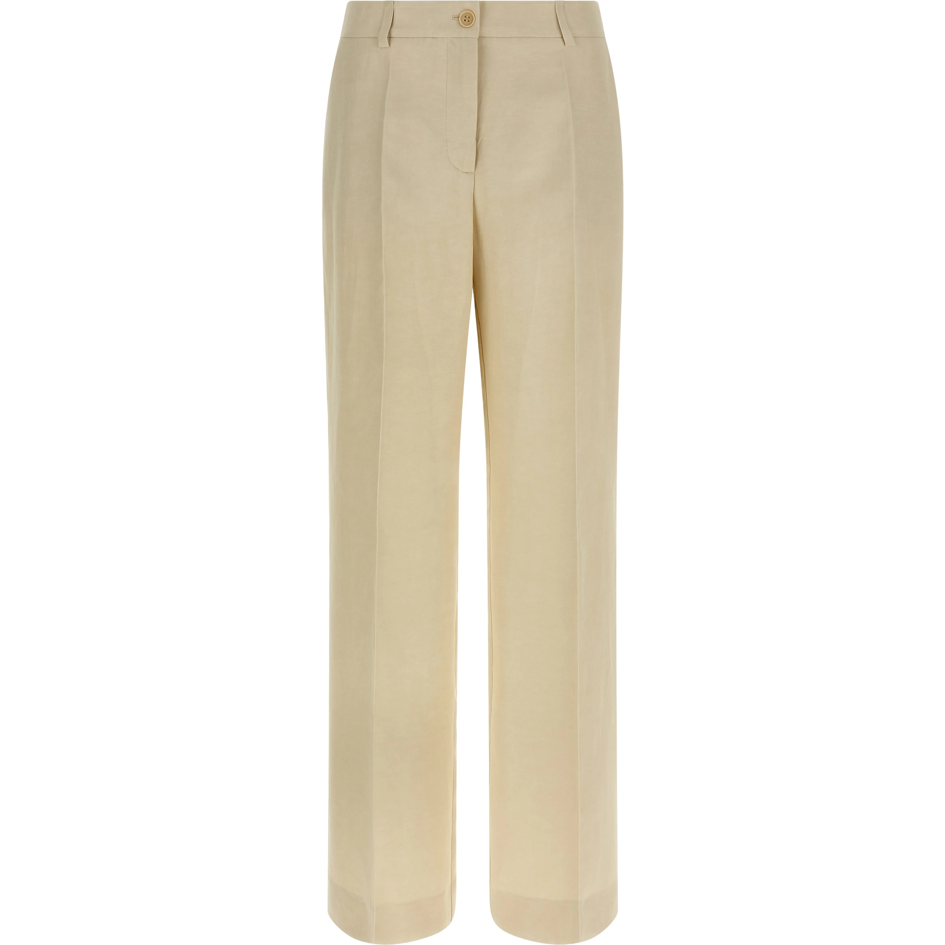 Beige Viscose Casual Pants