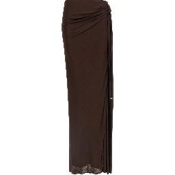 Brown Viscose Mini Skirt